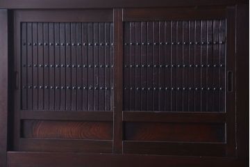 アンティーク家具　古民具・骨董　明治期　横桟引き戸付き!古い五尺水屋箪笥