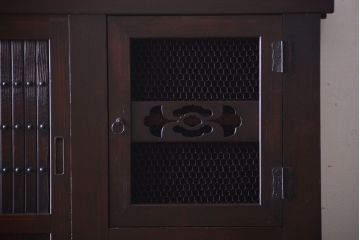 アンティーク家具　古民具・骨董　明治期　横桟引き戸付き!古い五尺水屋箪笥