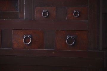 アンティーク家具　古民具・骨董　明治期　横桟引き戸付き!古い五尺水屋箪笥