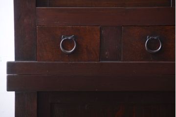 アンティーク家具　古民具・骨董　明治期　横桟引き戸付き!古い五尺水屋箪笥