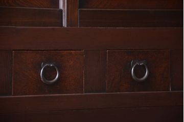 アンティーク家具　古民具・骨董　明治期　横桟引き戸付き!古い五尺水屋箪笥