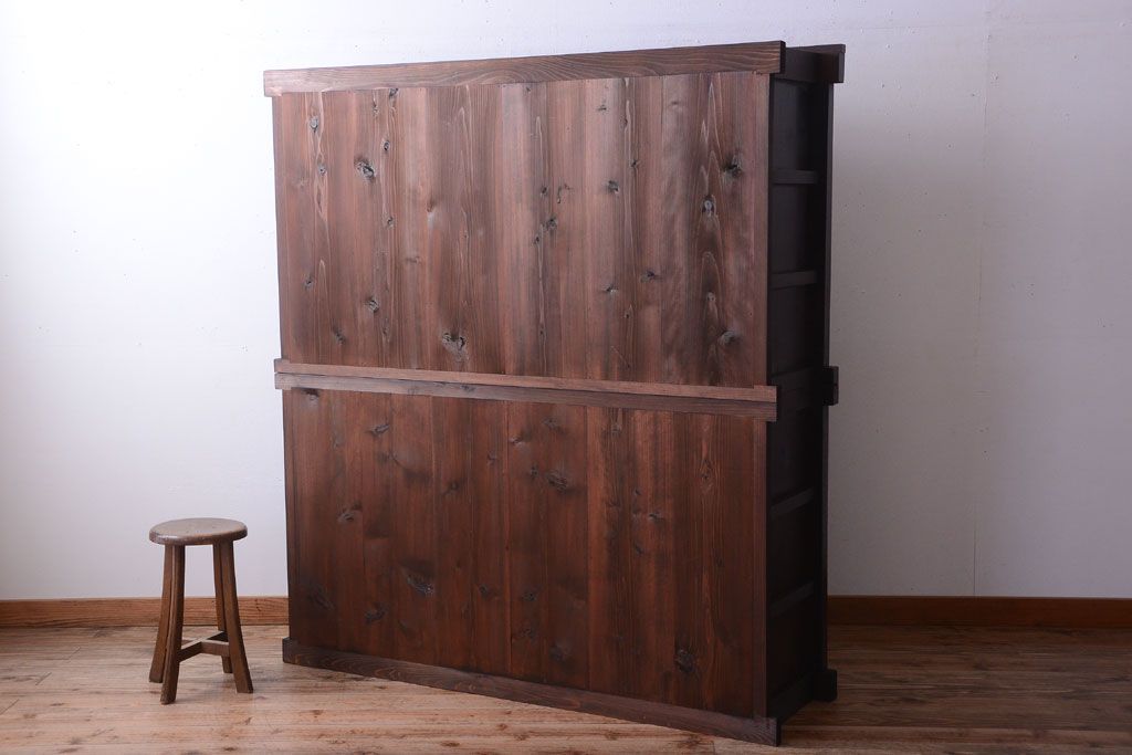 アンティーク家具　古民具・骨董　明治期　横桟引き戸付き!古い五尺水屋箪笥