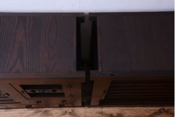 アンティーク家具　古民具・骨董　明治期　横桟引き戸付き!古い五尺水屋箪笥