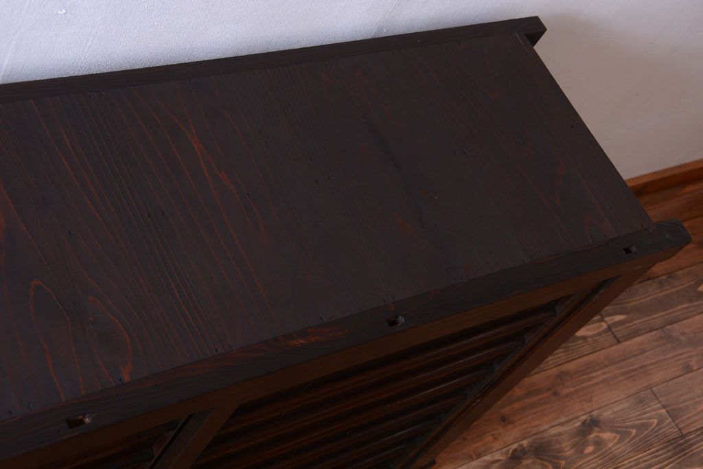 アンティーク家具　古民具・骨董　明治期　横桟引き戸付き!古い五尺水屋箪笥