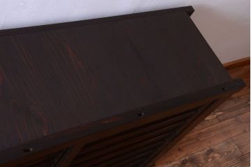 アンティーク家具　古民具・骨董　明治期　横桟引き戸付き!古い五尺水屋箪笥