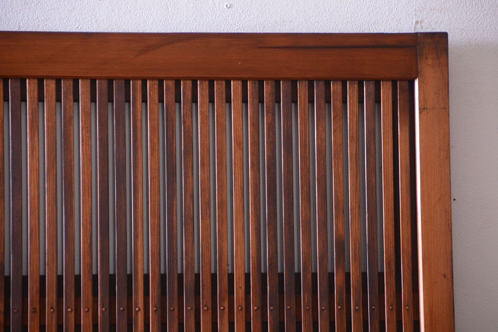 古民具・骨董　裏ガラス入り!腰板欅材のモールガラス帯格子戸2枚セット(2)