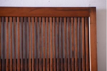 古民具・骨董　裏ガラス入り!腰板欅材のモールガラス帯格子戸2枚セット(2)