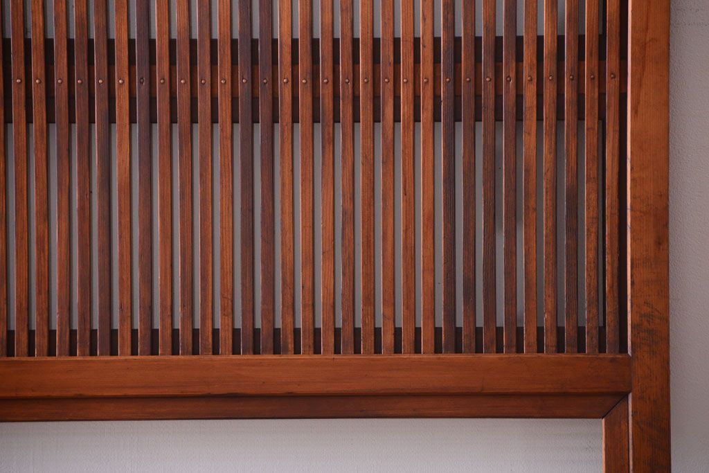 古民具・骨董　裏ガラス入り!腰板欅材のモールガラス帯格子戸2枚セット(2)