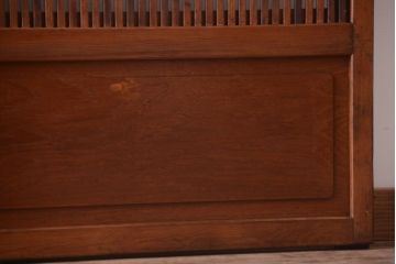 古民具・骨董　裏ガラス入り!腰板欅材のモールガラス帯格子戸2枚セット(2)