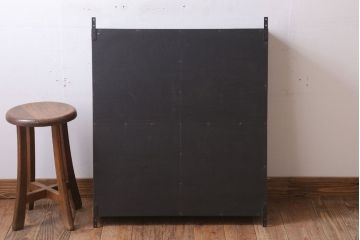 アンティーク家具　アンティークペイント　古い木のシンプルな壁掛け戸棚