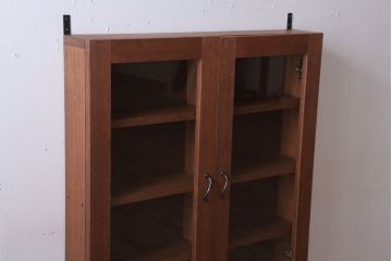 アンティーク家具　アンティーク　古い木のシンプルな壁掛け戸棚(2)