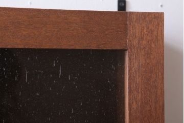 アンティーク　気泡ガラス入り!古い木のシンプルな壁掛け戸棚(1)