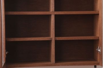 アンティーク　気泡ガラス入り!古い木のシンプルな壁掛け戸棚(1)