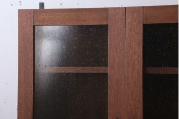 【A様加工費込みご決済用】アンティーク　気泡ガラス入り!古い木のシンプルな壁掛け戸棚(2)