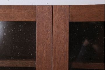 【A様加工費込みご決済用】アンティーク　気泡ガラス入り!古い木のシンプルな壁掛け戸棚(2)