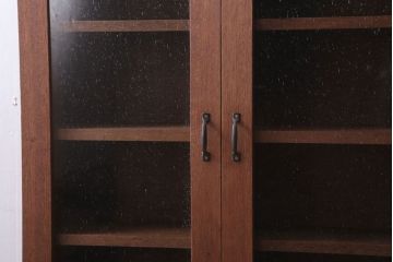 【A様加工費込みご決済用】アンティーク　気泡ガラス入り!古い木のシンプルな壁掛け戸棚(2)