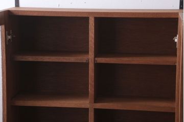 【A様加工費込みご決済用】アンティーク　気泡ガラス入り!古い木のシンプルな壁掛け戸棚(2)