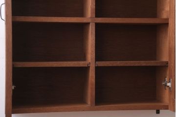 【A様加工費込みご決済用】アンティーク　気泡ガラス入り!古い木のシンプルな壁掛け戸棚(2)