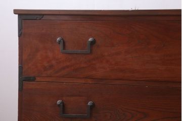 アンティーク家具　古民具・骨董　明治期　前面欅材の時代箪笥ローボード(ローチェスト)(2)