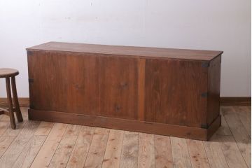 アンティーク家具　古民具・骨董　明治期　前面欅材の時代箪笥ローボード(ローチェスト)(2)