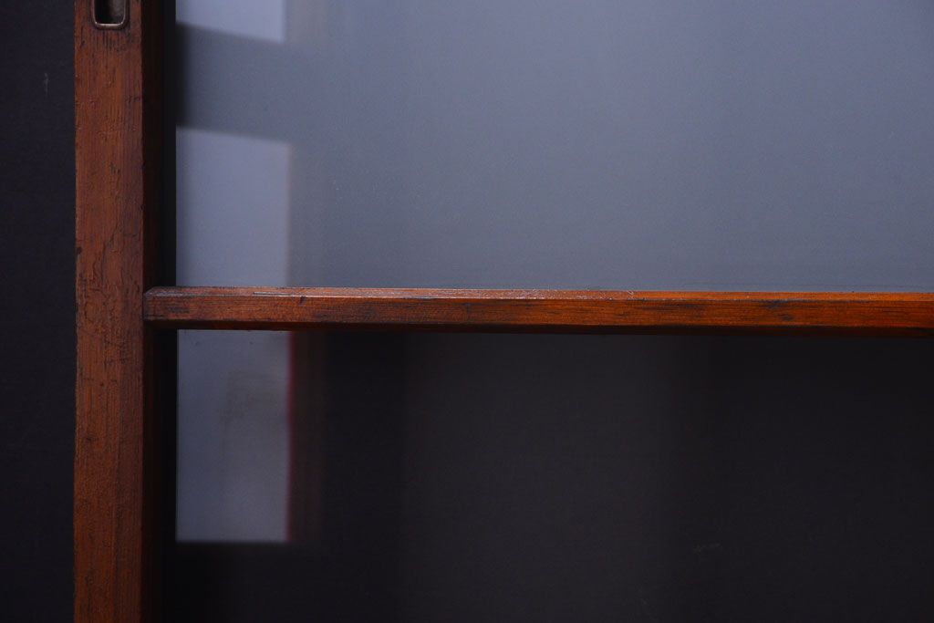 昭和レトロ　すりガラスとクリアガラスの引き戸2枚セット