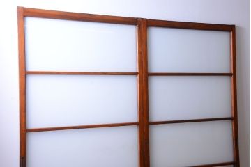 昭和レトロ　すりガラスとクリアガラスの引き戸2枚セット