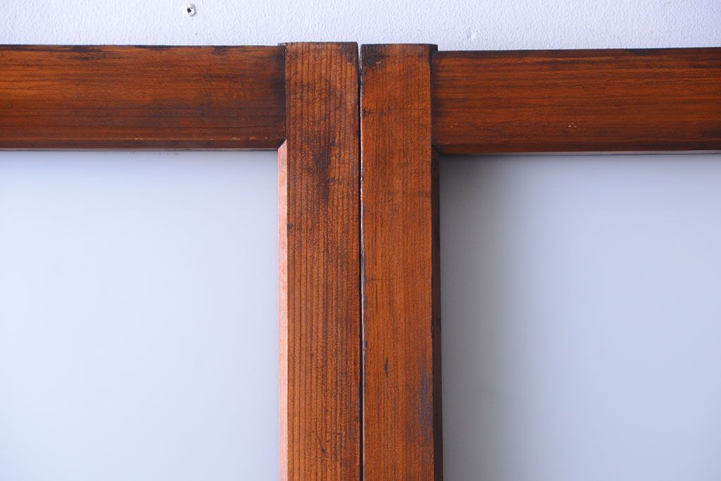 昭和レトロ　すりガラスとクリアガラスの引き戸2枚セット