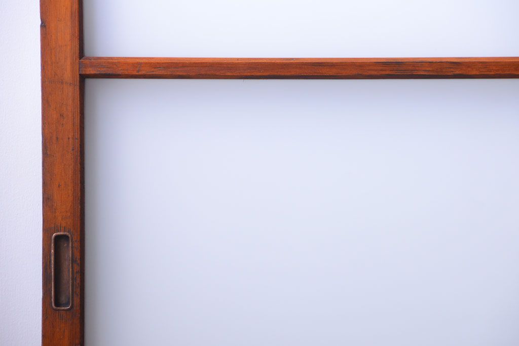 昭和レトロ　すりガラスとクリアガラスの引き戸2枚セット