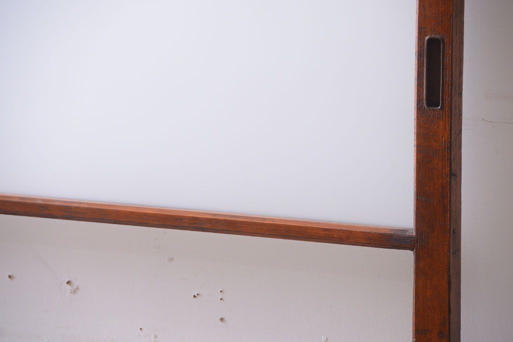 昭和レトロ　すりガラスとクリアガラスの引き戸2枚セット