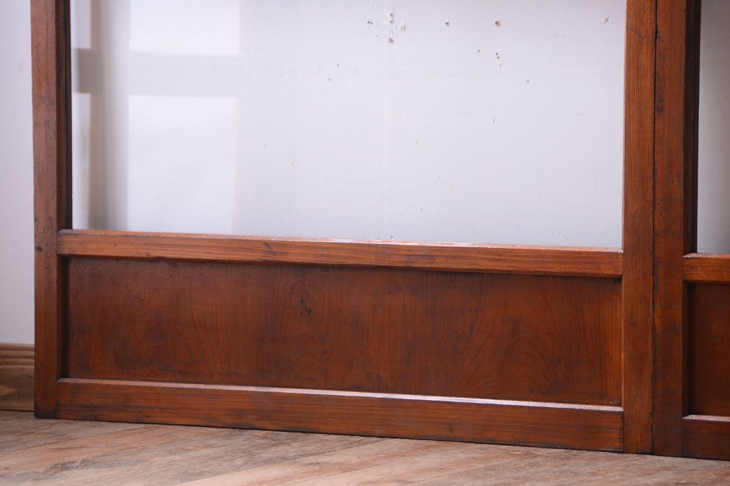 昭和レトロ　すりガラスとクリアガラスの引き戸2枚セット