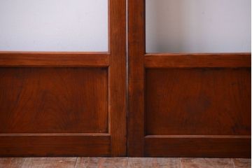 昭和レトロ　すりガラスとクリアガラスの引き戸2枚セット