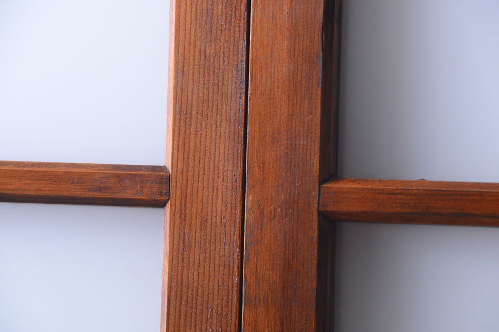 昭和レトロ　すりガラスとクリアガラスの引き戸2枚セット