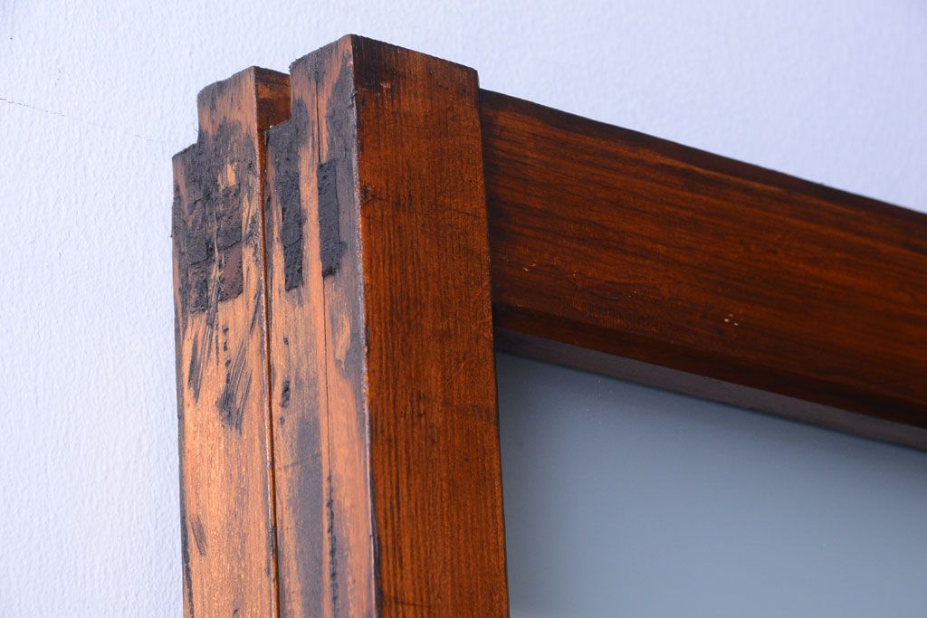 昭和レトロ　すりガラスとクリアガラスの引き戸2枚セット