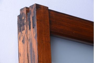 昭和レトロ　すりガラスとクリアガラスの引き戸2枚セット