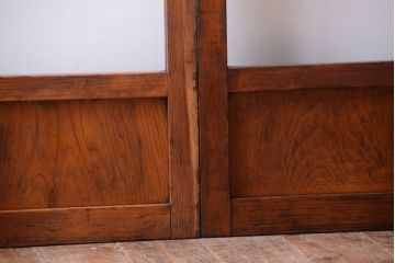 昭和レトロ　すりガラスとクリアガラスの引き戸2枚セット