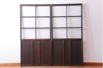 和製アンティーク　レトロなガラス戸2枚セット