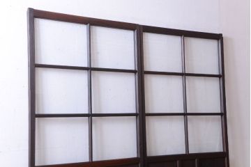 和製アンティーク　レトロなガラス戸2枚セット