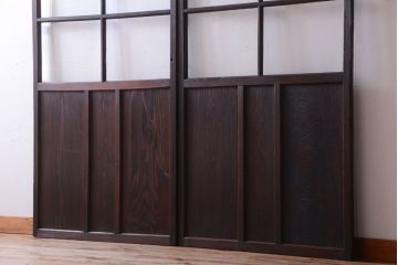 和製アンティーク　レトロなガラス戸2枚セット