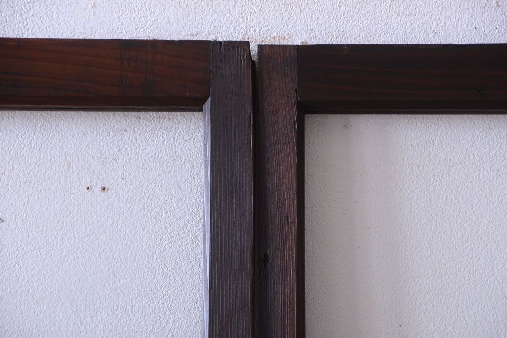 和製アンティーク　レトロなガラス戸2枚セット