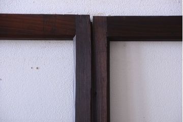 和製アンティーク　レトロなガラス戸2枚セット