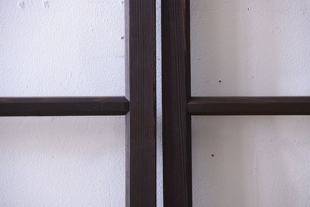 和製アンティーク　レトロなガラス戸2枚セット