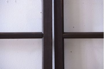 和製アンティーク　レトロなガラス戸2枚セット