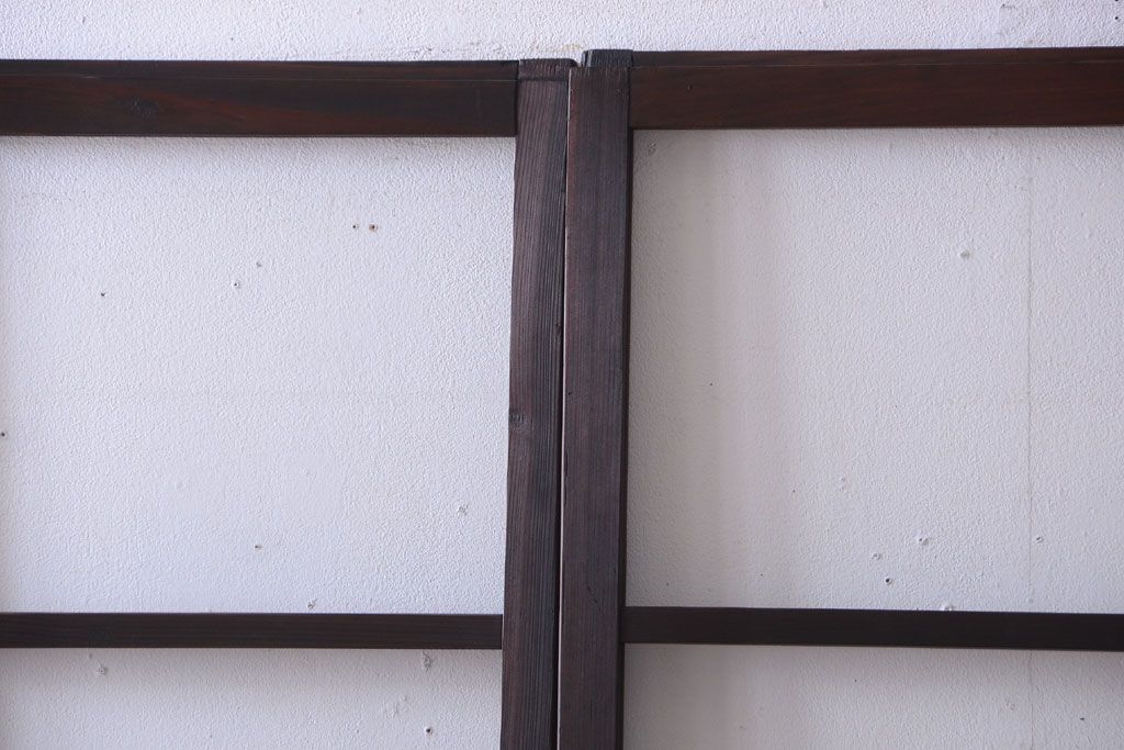 和製アンティーク　レトロなガラス戸2枚セット