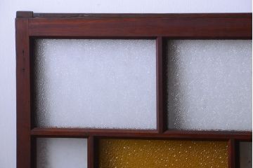 大正ロマン　当時物色ガラス入り!アンティークガラス戸2枚セット(窓)(1)