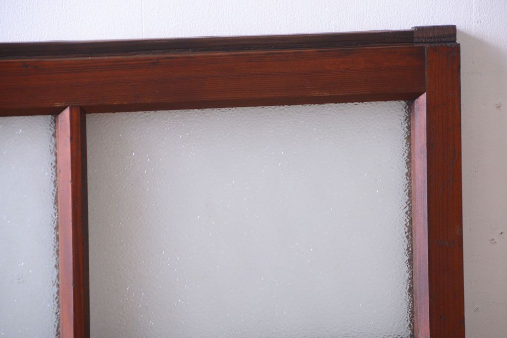 大正ロマン　当時物色ガラス入り!アンティークガラス戸2枚セット(窓)(1)