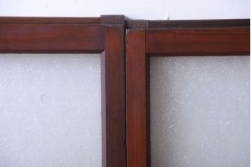 大正ロマン　当時物色ガラス入り!アンティークガラス戸2枚セット(窓)(1)