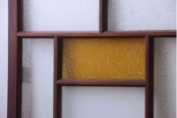 大正ロマン　当時物色ガラス入り!アンティークガラス戸2枚セット(窓)(1)