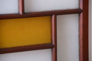 大正ロマン　当時物色ガラス入り!アンティークガラス戸2枚セット(窓)(1)