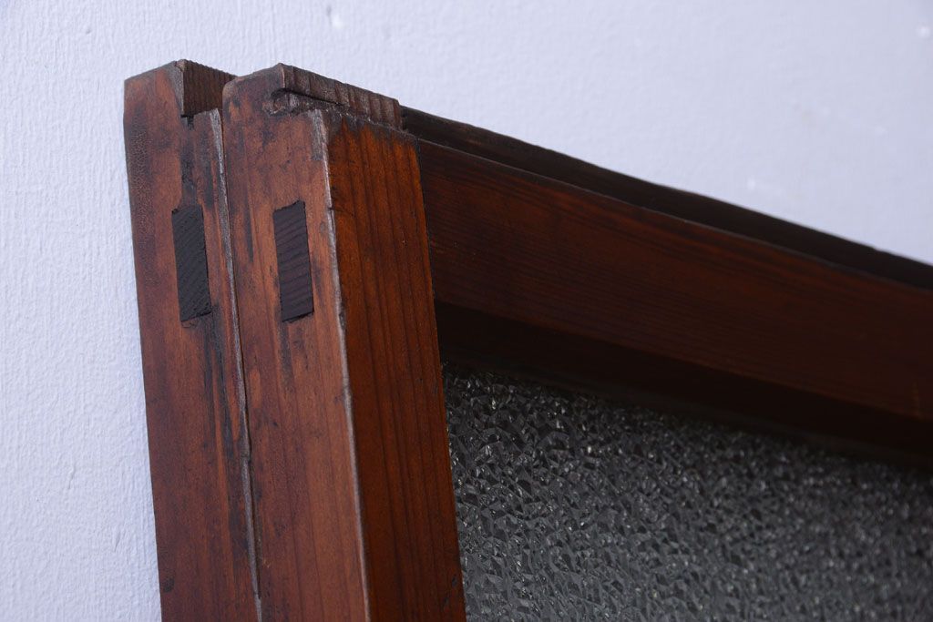 大正ロマン　当時物色ガラス入り!アンティークガラス戸2枚セット(窓)(1)