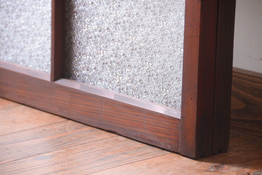 大正ロマン　当時物色ガラス入り!アンティークガラス戸2枚セット(窓)(1)